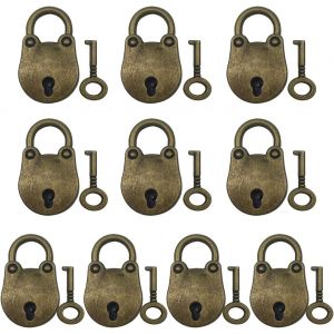 Utigh-10 Pièces Vintage Cadenas Mini Serrure À Clé Avec Clés Archaize Cadenas Durable En Métal Serrure À Clé Pour Ordinateur Portable Livre De Journal Intime Boîte À Bijoux - Neuf