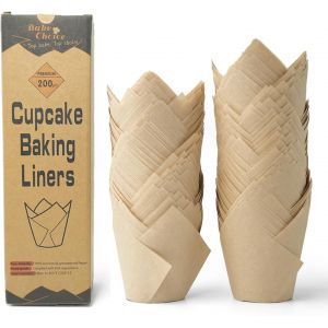 Caissette Muffins Papier Tulipe 200 Pi&egrave;ces,Naturel Sans Blanchiment,Papier Nordic De 75 G/M&sup2;,Plus &Eacute;paisses Et Plus R&eacute;sistantes,Taille Standard - Neuf