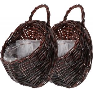 NouvelHorizonstore-Jardini&egrave;re suspendue en osier pour mur 3,5 x 7 x 3,5 pouces Panier de rangement tiss&eacute; pour plantes et fleurs d&eacute;coratives int&eacute;rieur et ext&eacute;rieur - Neuf