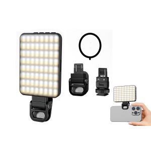 Lampe selfie LED magn&eacute;tique &agrave; pince pour visioconf&eacute;rence et maquillage, rechargeable avec luminosit&eacute; et couleur r&eacute;glables - Neuf
