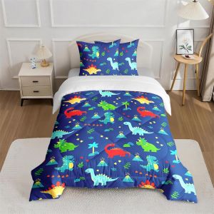 Ulteronixshop-Couette Dinosaure 3pc Gar&ccedil;on Temp&eacute;r&eacute;e Pour Lit 1 Personne-100% Microfibre -Enfant 4 Saisons Et 140 X 200 Cm+ 2 Taies D'oreiller 65x65 Cm - Sac Cadeau - Neuf