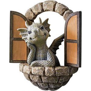 MEVRONISSHOP-D&eacute;coration Murale de Dragon, Statue en R&eacute;sine Imperm&eacute;able pour Cour/Jardin/Terrasse/Mur, Sculpture de Dragon - Neuf