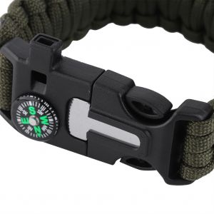 Bracelet De Survie Multifonction En Paracorde Pour L'exterieur Avec Equipement De Peche (Vert Armee) - Neuf