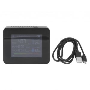HJLIAN Detecteur de dioxyde de carbone portable, charge USB, testeur de temperature et d'humidite avec ecran couleur pour la maison, noir - Neuf