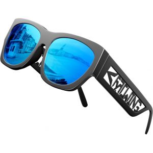 Kathlelxh-Lunettes De Soleil Polarisées Hd Pour La Conduite Avec Protection Uv400, Anti-Éblouissement, Verres Plats À Branches Tendance, Monture Noire/Verres Bleus, M[H961] - Neuf