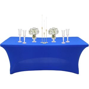 Sjzg-Nappe Rectangulaire Spandex Anti Tache,122cm Bleu Royal Nappe De Table Imperméables Lavable Extensible,Pour Décoration Table De Terrasse,Cuisine,Mariage,Anniversaire,Fêtes,Halloween,Pique-Niques - Neuf