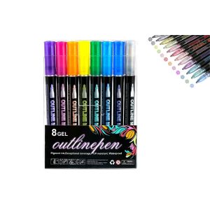 Ensemble De 8 Feutres &Agrave; Double Trait Multicolores Pour Gribouillage, Dessin Et Calligraphie. - Neuf