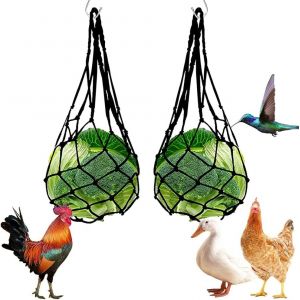Lot de 2 distributeurs de foin, en nylon, pour poulets, fruits et légumes - Neuf