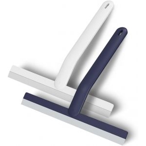 Lot de 2 raclettes de douche en silicone pour salle de bain, pour le nettoyage des miroirs, des carreaux de verre et de la douche (blanc et bleu) - Neuf