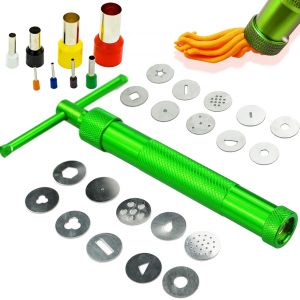Kal-Extrudeuse D'argile, En Acier Inoxydable, Outil De Décoration Avec 20 Embouts Pour Fondant, Gâteau Et Argile, Avec Emporte-Pièces En Argile Polymère - Neuf