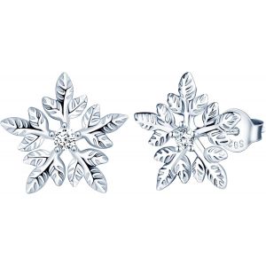 Kal-Boucles D'oreilles Clous Flocon De Neige En Argent 925/1000 Et Zirconium Clous D'oreilles Argent Flocon De Neige Hypoallergéniques Cadeaux De Bijoux Pour Femme Filles - Neuf