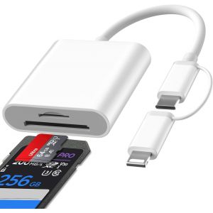 Lecteur Carte SD iPhone, [Apple MFi Certified] 2 en 1 Adaptateur iPhone Carte SD, Adaptateur Carte SD iPhone, Adaptateur SD iPhone, Adaptateur Appareil Photo iPhone - Neuf