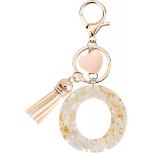 Kal-Porte-Cl&eacute;s Pour Fille - Pendentif En Forme Coeur - Porte-Cl&eacute;s Avec Lettre Porte-Cl&eacute;s Fille Initiale- Cadeau Pour Femme Gland Or Porte Clef Femme - Neuf