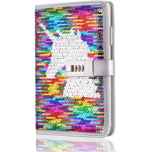 Chenquansarl-Carnet De Notes Avec Serrure À Combinaison Cartes Porte-Stylo, Journal Intime A5 Ligné Cahier Feuille Detachable Carnet Secret Pour Cadeau Anniversaire Fille Ado Femme(Licorne) - Neuf