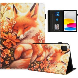 KAL-Coque Pour Xiaomi Pad 7/7 Pro 11,2 Pouces(2024/2025) Impression Graphique Housse En Tablette Cuir Pu Protection Pour Xiaomi Mi Pad 7/Xiaomi Mi Pad 7 Pro Renard En Fleur - Neuf