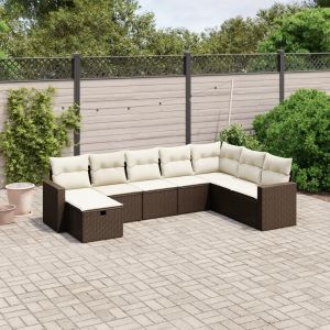 Prolenta Premium - Salon De Jardin 8 Pcs Avec Coussins Marron R&eacute;sine Tress&eacute;e - Neuf
