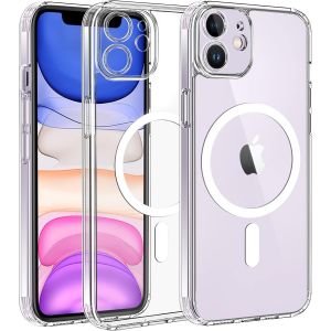 Magn&eacute;tique Coque Protection Cam&eacute;ra Pour Iphone 11 Compatible Avec Magsafe Charge Sans Fil, Anti-Jaune Antichoc Anti-Rayures &Eacute;tui Housse Pour Iphone 11, Transparente - Neuf