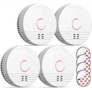D&eacute;tecteur de Fum&eacute;e Pile rempla&ccedil;able, GS536GC Alarme Incendie, Capteur Optique, Conforme &agrave; la Norme europ&eacute;enne EN14604, Lot de 4 - Neuf