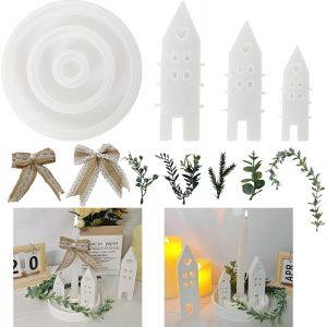 Lot De 3 Moules En Silicone Pour Maison, Maison Avec Fen&ecirc;tre, Moule &Agrave; Bougie Pour Mouler, Moule &Agrave; Savon, Moule &Agrave; Savon, Moule En R&eacute;sine &Eacute;poxy, Moule En Silicone Pour Savon, Pl&acirc;tre, Artisanat - Neuf