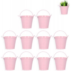 ERYI-Mini Seau En Métal, Lot De 10 Petit Métal Seaux Boîte À Dragée Bonbonnière Pot De Fleur Suspendu Exterieur Mini Pots De Fleurs Suspendus En Métal Pour Décoration Cadeau Baptême Jardin Balcon Fêt - Neuf