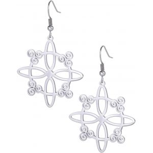 Kal-1 Paire De Boucles D'oreilles En Acier Inoxydable Avec N?ud Celtique, Pendentif Géométrique Pour Femme, Boucles D'oreilles Vintage, Bijoux N?ud Celtique Pour Femme, Bijoux En Argent - Neuf