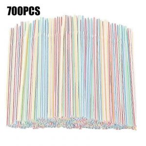 700pcs pailles color&eacute;es en plastique jetables Pailles flexibles pour boissons de bar de banquet - Neuf