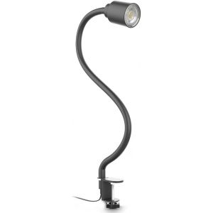 TIANYI-lampe de lecture LED, pivotante & inclinable avec bras flexible, avec ampoule LED GU10 5W, 3000K, lampe &agrave; pince pour bureau & chevet, noir-mat - Neuf