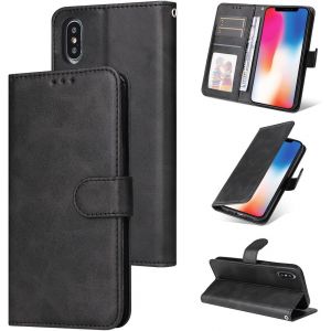 JGD-Coque pour iPhone X/XS / 10 Cuir PU, Portefeuille Coque pour iPhone XS Etui Magn&eacute;tique Flip Case avec Fonction Support Fente Carte Housse 360 Degr&eacute;s Antichoc Protection, Noir - Neuf