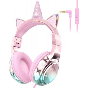 LORANKA-Casque Audio Enfant, Casque Filaire Volume Limit&eacute; 85/94dB, Son St&eacute;r&eacute;o, Casque d'&Eacute;coute pour Enfants Pliable avec Fil 3.5 mm, pour iPad/Tablettes/Voyages/l'&Eacute;cole - Neuf