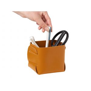 Panier de rangement pour pinceaux de maquillage - Cuir PVC marron - Lot de 2 - Neuf