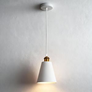 SUBZONAL-Suspension Luminaire Moderne,Lustre E27 Hauteur R&eacute;glable 150cm,Suspension Cuisine &Oslash; 12cm,Abat-Jour 16cm,Design Minimaliste pour Salle &agrave; Manger Cuisine Chambre Salon,Blanc (Sans Ampoule) - Neuf