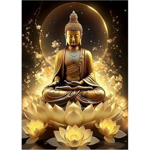 Ayuhr-Peinture Diamant Bouddha Zen 30 X 40 Cm Bouddha Doré Diamond Painting Religion Diamond Painting Lotus Mosaïque Diamant Peinture Art Broderie Point De Croix Images Cadeau Décoration Murale - Neuf