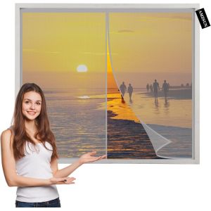Magnétique Moustiquaire Fenetre Rideau 50x55cm Rideaux Anti Mouche avec Bandes Magnétiques-Fermeture Automatique pour Couloirs/Portes/Patio Gris - Neuf
