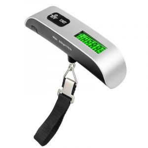 Balance à bagages électronique, balance à bagages numérique portable [max. 50 kg/110 lb] (g, oz), fonction tare, idéale pour les voyages, les courses, la poste et l'extérieur, argentée - Neuf