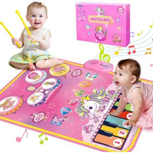 TDRFL-Jouets Pour B&eacute;b&eacute; 1 An,Tapis Musical Bebe 2 En 1 Et Jouet De Batterie Pour Tout-Petits,Cadeau De Princesse Pour Filles De 1 2 3 4 5 Ans - Neuf