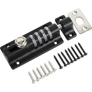TEPPC-Loquet de Verrouillage &agrave; Combinaison, Verrou de Porte &agrave; Code, Imperm&eacute;able Verrou &agrave; Combinaison &agrave; 4 Chiffres avec Vis de Fixation de S&eacute;curit&eacute; pour Armoire, Garage, Hangars, Noir - Neuf