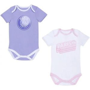 18 Mois - Body B&eacute;b&eacute; Fille - Paris Saint Germain - 2 Pi&egrave;ces - Coton - Violet - Manches Courtes - Neuf