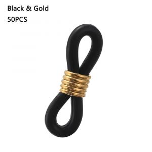 Retenue De Lunettes Coordonnante R&eacute;glable, Connecteurs D'extr&eacute;mit&eacute; De Lunettes, Sangle D'anneau De Lunettes En Caoutchouc, Accessoires De Lunettes, 50 Pi&egrave;ces-Black Gold 50pcs- - Neuf