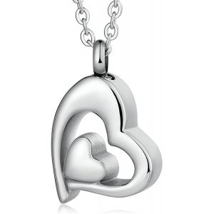 Collier Urne En Acier Inoxydable Avec Pendentif En Forme De Coeur Pour Cendres Comm&eacute;moratives Argent&eacute;,Acier Inoxydable,Aucune Information - Neuf