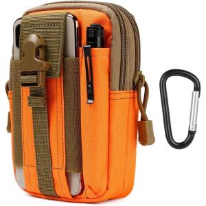 Sac Tactique Ceinture,Nylon Sacoche Ceinture|Orange|Multifonctionnelle Molle EDC Gadget Sac pour T&eacute;l&eacute;phone,Plein-Air,Randonn&eacute;e,Alpinisme et Cyclisme (avec 1* Mousquetons) - Neuf