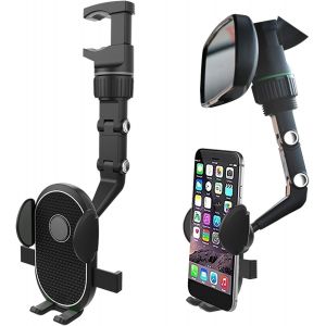 JGD-Support de t&eacute;l&eacute;phone universel multifonction rotatif &agrave; 360 &deg; pour r&eacute;troviseur de voiture - Neuf