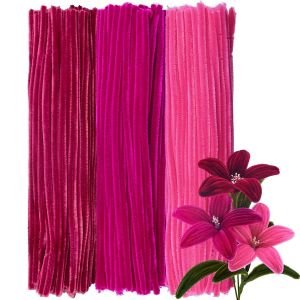 Mevronisshop-300 Pi&egrave;ces Fil Chenille Rouge Pastel Pour Loisirs Cr&eacute;atifs, 30cm Long Et 8mm D'&eacute;paisseur, Lot De Cure Pipe Multicolores, 3 Couleurs Pour Fleurs Diy Et D&eacute;coration Festive - Neuf