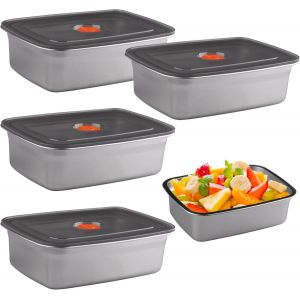 4 Pcs Meal Prep Récipients Alimentaires En Acier Inoxydable Boite Alimentaire Inox,Sans Bpa,S,Pour Conserver Des Repas Ou Des Collations(1200ml) - Neuf
