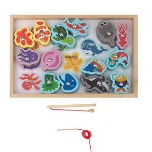 Jouet de p&ecirc;che magn&eacute;tique pour tout-petits, dessin anim&eacute;, jouet de la&ccedil;age pour enfants, jouet de p&ecirc;che magn&eacute;tique, jouet &eacute;ducatif de coordination ?il-main-Vie marineB - Neuf