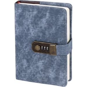 Chenquansarl-B6 Carnet De Notes Avec Serrure À Combinaison Journal Intime Avec Code En Cuir Pu Carnet Secret Vintage Cahier De Voyage Cahier Journal Bloc-Notes Pour Bureau Scolaire École 190x133mm - Neuf