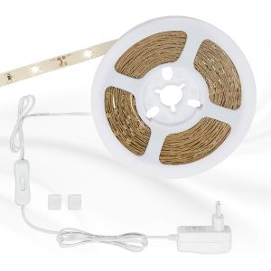 TRAHOO-Leuchten - LED Band 5m, LED Strip autocollant, LED Streifen inkl. Ein-/Ausschalter, 16.5 Watt, 150x LED wei&szlig;, IP20, 2261-150P, 500 x 0.8 x 0.2 cm - Neuf