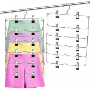 LETNERNY-Cintres Pantalon, Cintre Gain De Place De 2 Pièces Cintres Pince Avec Clips Réglables Antidérapants, Cintre Pliable En Métal Pour Pantalons, Jupes Chaussettes, Vêtements, Écharpe - Neuf