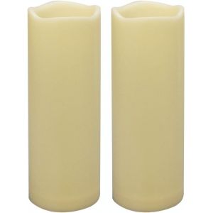 Kalsw-Lot De 2 Bougies Led Étanches Sans Flamme De 20,3 Cm,Durée De Vie De La Batterie De 1 000 Heures,Fonctionnement À Piles,Grande Bougie Pilier Électrique D'extérieur Pour Lanterne Extérieure, - Neuf