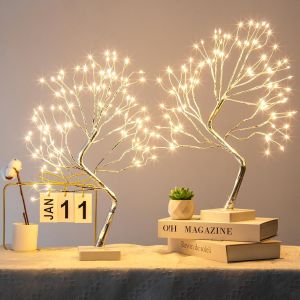 Jgd-Lot De 2 Sapins Lumineux Avec 108 Led Blanc Chaud, D&eacute;coration De No&euml;l Lumineuse Avec 8 Modes D'&eacute;clairage Et Minuterie, Cadeaux De No&euml;l Pour P&acirc;ques, Mariages, F&ecirc;tes D'int&eacute;rieur, Argent, 45 Cm - Neuf