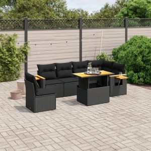 Prolenta Premium - Salon De Jardin 7 Pcs Avec Coussins Noir R&eacute;sine Tress&eacute;e - Neuf
